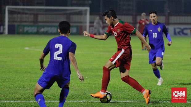 Septian David Maulana mencetak gol kedua ke gawang Thailand setelah di SEA Games 2017.