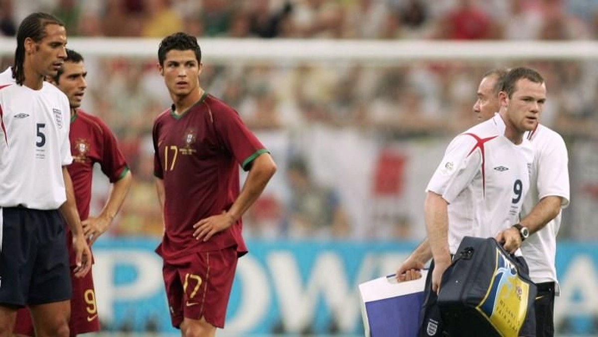 Cristiano Ronaldo dan Wayne Rooney di Piala Dunia 2006. (Foto: Adrian Dennis/AFP Photo)