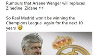 Isu Wenger ke Madrid cukup banyak jadi bahan ledekan. Sebab pria 68 tahun itu lekat dengan citra gagal. Wenger gagal membawa Arsenal juara Premier League sejak terakhir kali menang di 2004, lalu selalu kandas di 16 besar Liga Champions di 7 musim beruntun pada 2010/2011 sampai 2016/2017. (Foto: Istimewa)