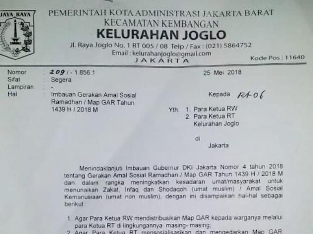 Lurah Joglo Soal Edaran Target Zakat Rp 1 Juta: Hanya Imbauan Lurah Joglo Soal Edaran Target Zakat Rp 1 Juta: Hanya Imbauan