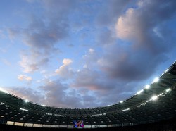 Menjelang matahari tenggelam di NSC Olimpiyskiy Stadium, saat real madrid berlatih menjelang final Liga Champions 2018 menghadapi Liverpool. Dia akhir pertandingan, Madrid keluar sebagai juara. (David Ramos/Getty Images0