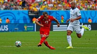 Piala Dunia 2014: Xherdan Shaqiri menjadi pemain terakhir yang bikin hat-trick di Piala Dunia. Pemain asal Swiss itu memborong gol kemenangan timnya atas Honduras (3-0) dalam pertandingan fase grup tanggal 25 Juni 2014. (Foto: Matthew Lewis/Getty Images)