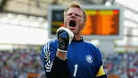 Oliver Kahn. Main di Piala Dunia 1998, 2002, 2006 bersama Jerman dengan pencapaian terbaik finis kedua (2002). (Foto: Ben Radford/Getty Images)
