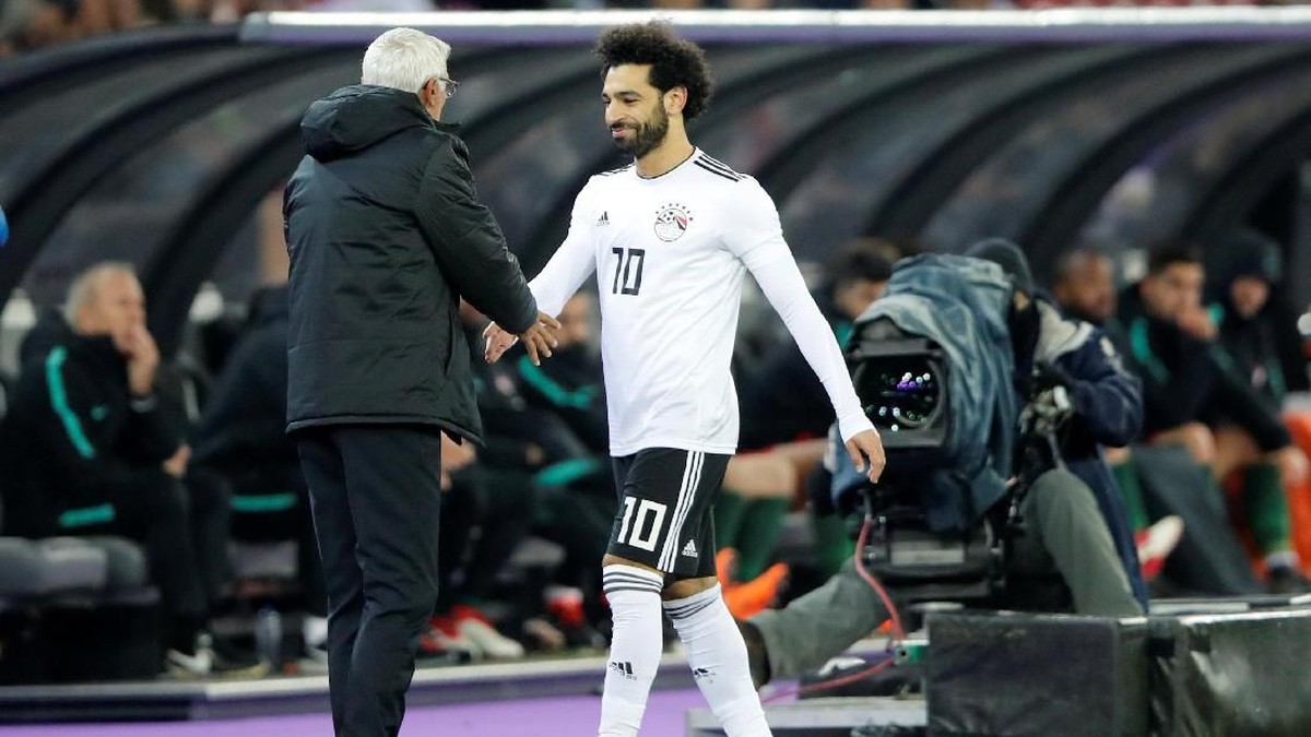 Mohamed Salah dan Timnas Mesir didukung Eden Hazard di Piala Dunia 2018 (REUTERS/Arnd Wiegmann)