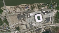 Rostov Arena. Stadion di Rostov-on-Don yang berkapasitas 45 ribu kursi ini akan menggelar lima pertandingan Piala Dunia 2018; empat fase grup dan satu di fase gugur. (Pleiades/CNES 2018/Distribution Airbus DS/Handout via Reuters)