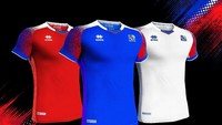 Sementara jersey Timnas Islandia adalah berwarna biru dengan sedikit motif merah di bagian lengannya. (Foto: internet)