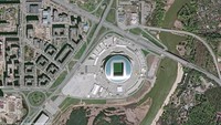 Kazan Arena. Stadion di Kazan yang berkapasitas 45 ribu kursi ini akan menggelar enam pertandingan Piala Dunia 2018; empat fase grup dan dua di fase gugur. (Pleiades/CNES 2018/Distribution Airbus DS/Handout via Reuters)