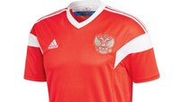 Grup A Piala Dunia 2018 diisi Rusia, Arab Saudi, Uruguay, Mesir. Di atas adalah penampakan jersey Rusia selaku tuan rumah. (Foto: internet)