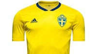 Jersey Swedia juga berwarna kuning seperti Brasil, dengan bagian kerahnya berwarna biru. (Foto: internet)