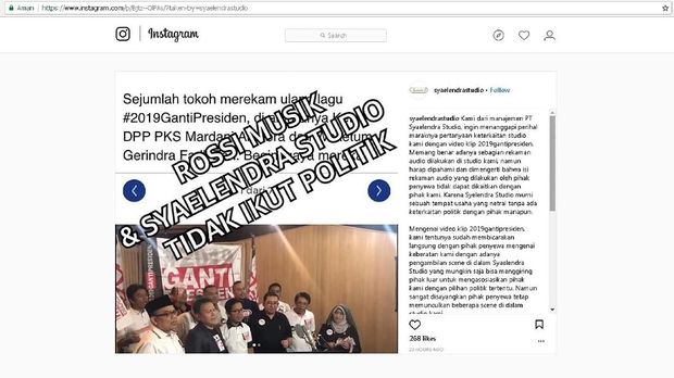 Syaelendra Studio Kecewa dengan Klip #2019GantiPresiden