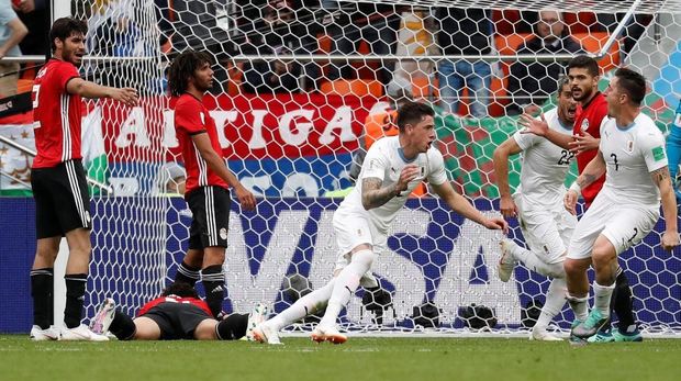 Timnas Uruguay menang di laga pembuka mereka di Grup A Piala Dunia 2018.