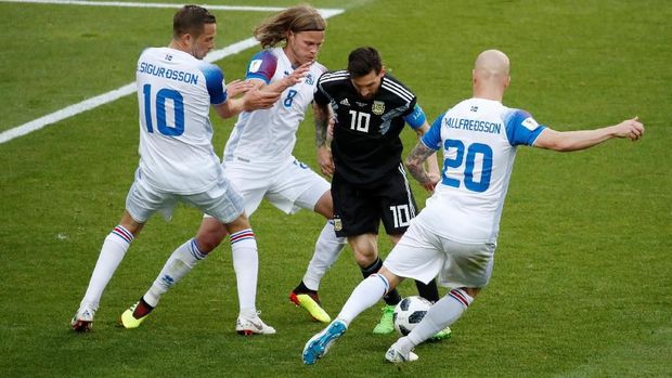 Islandia berhasil menahan imbang Lionel Messi dan kawan-kawan di Grup D Piala Dunia 2018. (