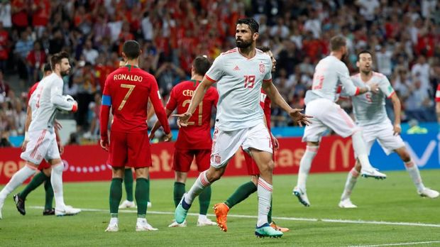 Timnas Spanyol ditahan imbang Portugal di laga kedua di Piala Dunia 2018.