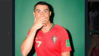 Begini kira-kira ekspresi Cristiano Ronaldo saat tahu Messi gagal penalti. Argentina bermain imbang 1-1 saat melawan Islandia di Spartak Stadium, Sabtu (16/6/2018). (Foto: dok.Twitter)