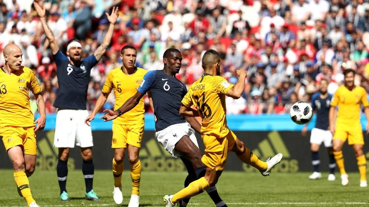 Prancis menang atas Australia berkat gol penentuan yang dibuat Paul Pogba. (Foto: Robert Cianflone/Getty Images)