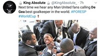 Fans MU yang membela penampilan De Gea pasti ikutan kena bully nih. (Foto: Twitter @KingAbsolute)