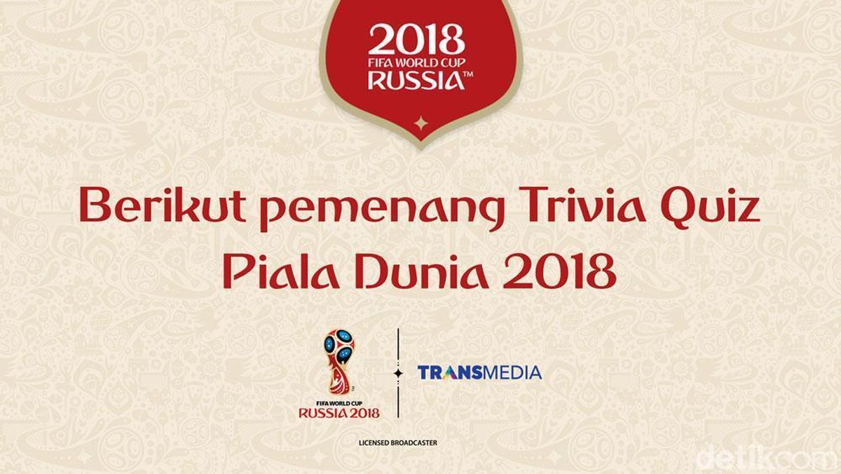 Daftar pemenang Trivia Quiz Piala Dunia 2018 (Foto: ist.)