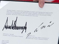 Mengungkap 4 Makna di Balik Tanda Tangan Kim Jong Un dan Donald Trump