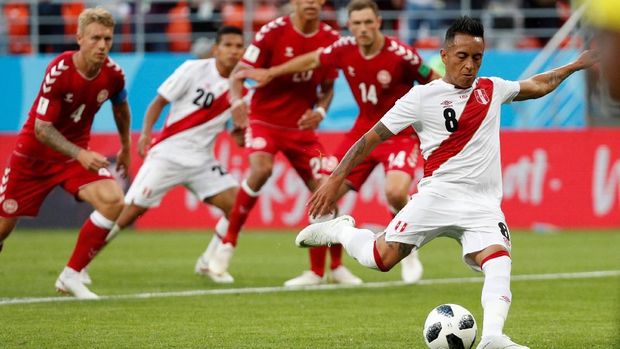 Peru kalah 0-1 dari Denmark.