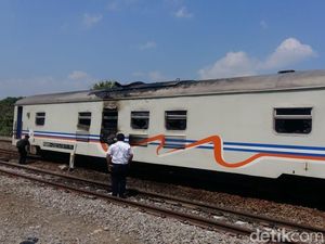Gerbong Pembangkit Listrik KA Gajayana Sempat Terbakar di Nganjuk