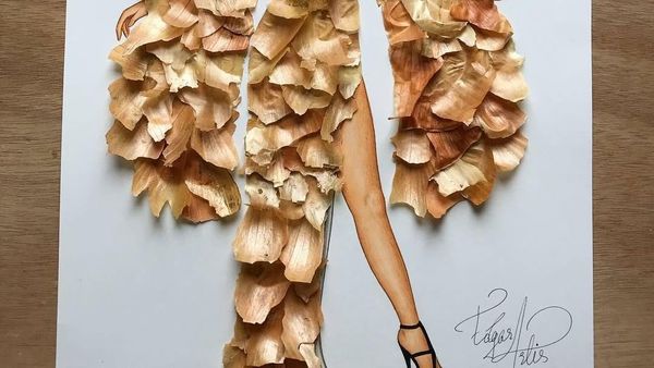 Keren! Seniman Ini Bikin Gambar Model yang Pakai Gaun Makanan