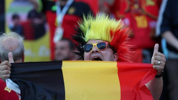 Suporter timnas Belgia sudah berada di tribune Stadion Olimpiade Fisht.