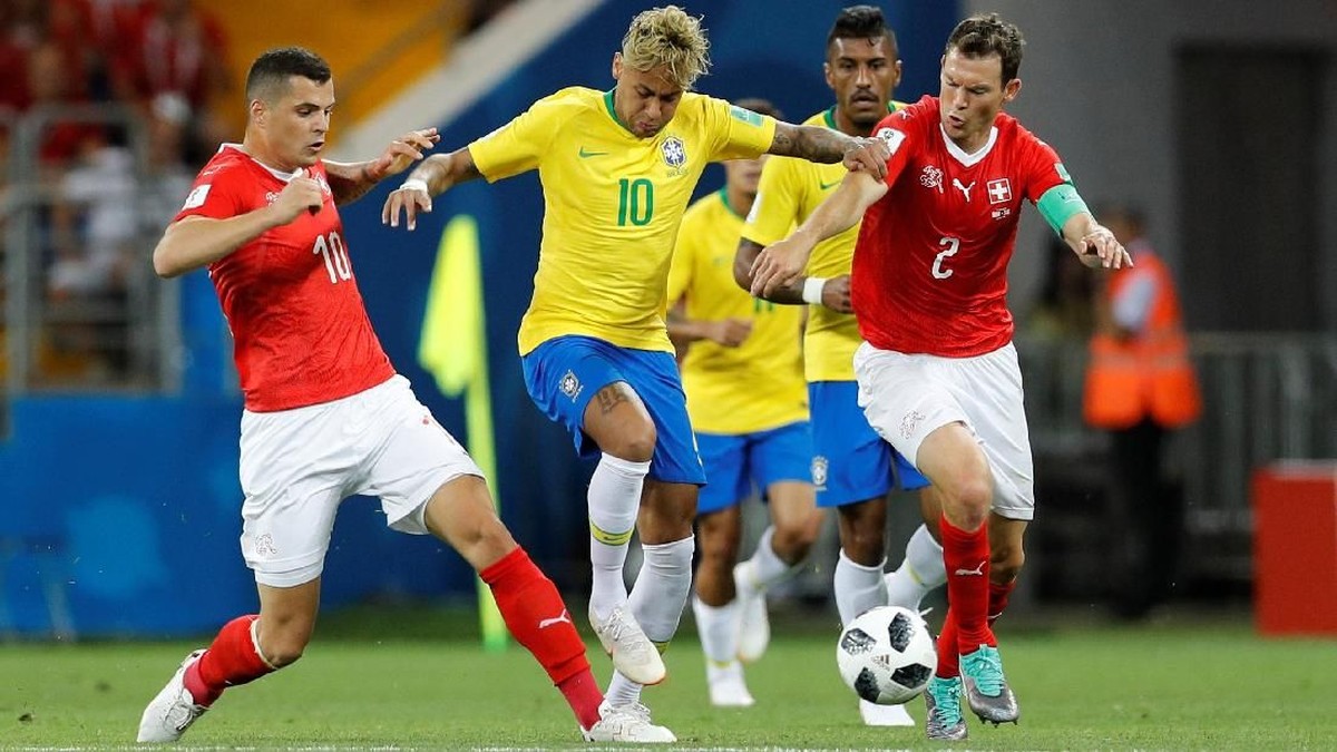 Timnas Brasil ditahan Swiss 1-1 di pertandingan Grup E Piala Dunia 2018. (Foto: Darren Staples/Reuters)