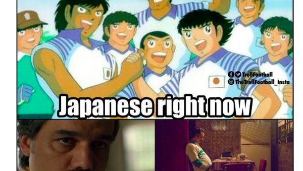 Jepang Kandaskan Kolombia, Meme Tsubasa Bertebaran