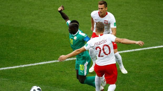 Sadio Mane menjadi motor serangan Senegal lawan Polandia. (