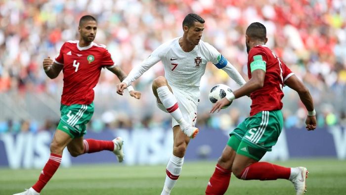 Salah satu laga Piala Dunia 2018, Portugal vs Maroko. (Foto: Carl Recine/Reuters) Salah satu laga Piala Dunia 2018, Portugal vs Maroko. (Foto: Carl Recine/Reuters)