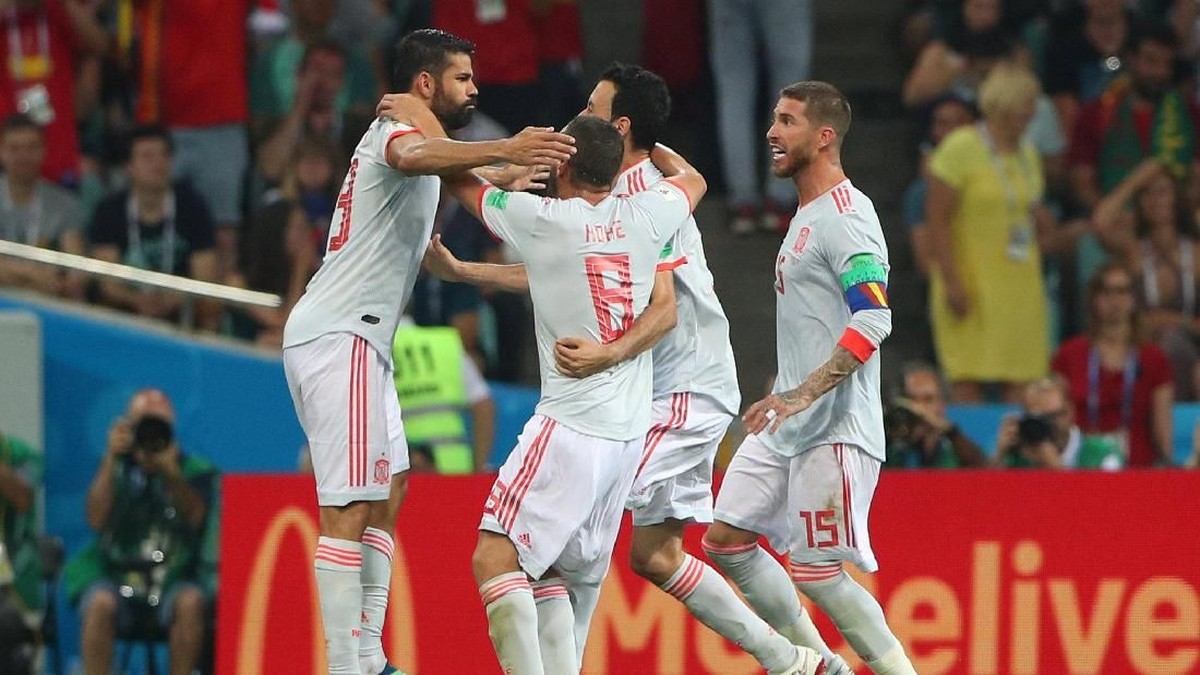 Pemain Spanyol di Piala Dunia 2018. (Foto: Hanna McKay/Reuters)