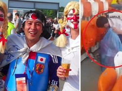 Viral Aksi Simpatik Suporter Jepang Bersih-bersih Stadion