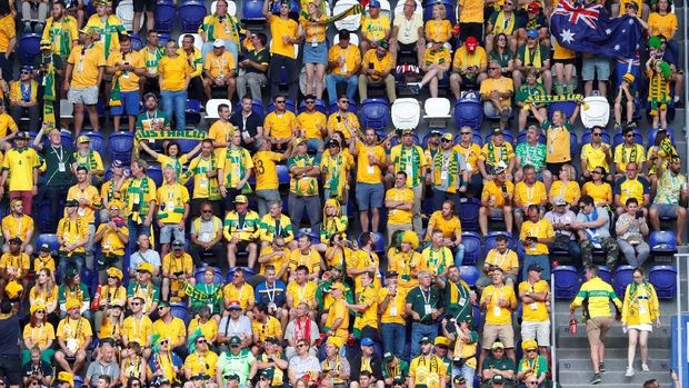 Suasana pertandingan di Cosmos Arena sebelum kickoff Denmark vs Australia.