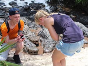 Ngeri! Pasangan Ini Gelar Lamaran Pernikahan di Hadapan Puluhan Buaya