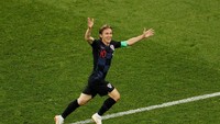 Kemenangan itu dirayakan Luka Modric dengan penuh kebahagiaan mengingat laga sebentar lagi akan tuntas. (Reuters/Carlos Barria)