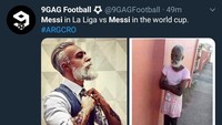 Di Barcelona, Messi begitu garang dalam membobol gawang lawan. Di Argentina, dapat umpan saja susahnya bukan main. Mungkin seperti gambar di atas perumpamaannya. (Foto: Twitter @9GAGFootball)