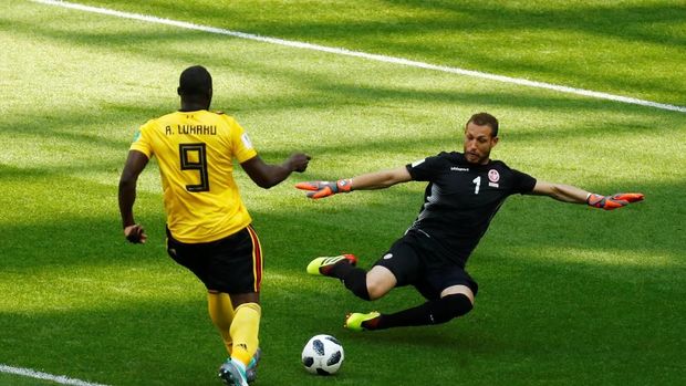 Romelu Lukaku sukses mencetak gol kedua Belgia.