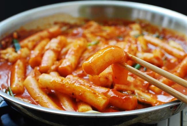 636308080 Tukbokki Korean hot and spicy rice cake. Korean food.