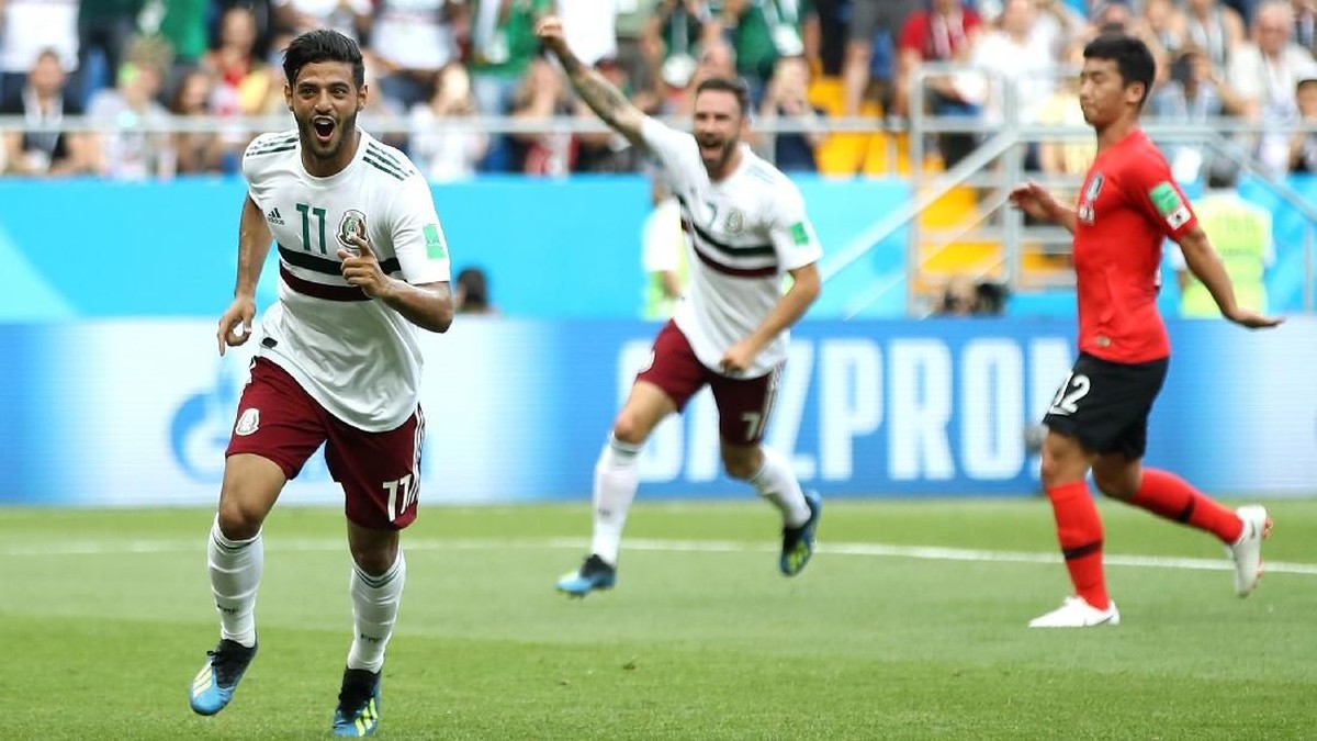 Timnas Meksiko mengemas kemenangan 2-1 atas Korea Selatan di laga kedua Grup F. (Foto: Clive Brunskill/Getty Images)