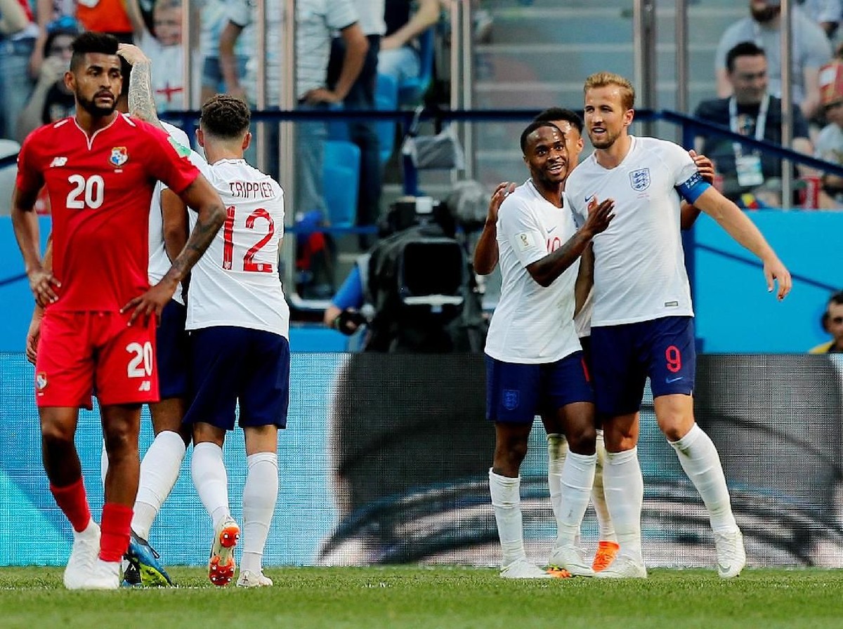 Perayaan timnas Inggris usai menjebol gawang Panama. (Foto: Murad Sezer/Reuters)