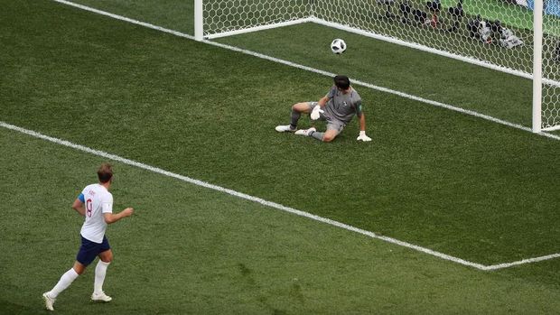 Harry Kane mencetak tiga gol ke gawang Panama di Piala Dunia 2018.