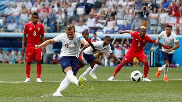 Harry Kane melesakkan dua gol dari titik putih dalam pertandingan antara Inggris dan Panama.