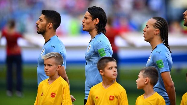 Luis Suarez dan Edinson Cavani jadi andalan lini depan Uruguay.
