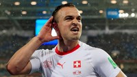 Xherdan Shaqiri (gelandang). Shaqiri membuat delapan percobaan mencetak gol saat Swiss mengalahkan Serbia 2-1. Golnya di menit ke-90 memastikan kemenangan Swiss. Foto: Gonzalo Fuentes/Reuters