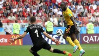 Romelu Lukaku (striker). Striker Belgia ini meneruskan performa apiknya di Piala Dunia 2018 dengan dua gol ke gawang Tunisia. Foto: Kevin C. Cox/Getty Images