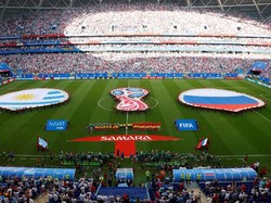 Pertandingan antara Rusia melawan Uruguay digelar di Samara Arena, Senin (25/6/2018) malam WIB. Reuters/David Gray.