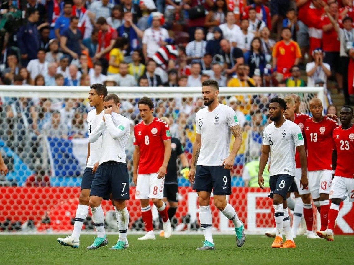 Laga Denmark vs Prancis di Piala Dunia 2018. (Foto: Kai Pfaffenbach/Reuters)
