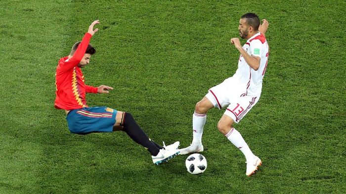 Spanyol vs Iran 1-1 di babak pertama. (Foto: Mariana Bazo/Reuters) Spanyol vs Iran 1-1 di babak pertama. (Foto: Mariana Bazo/Reuters)