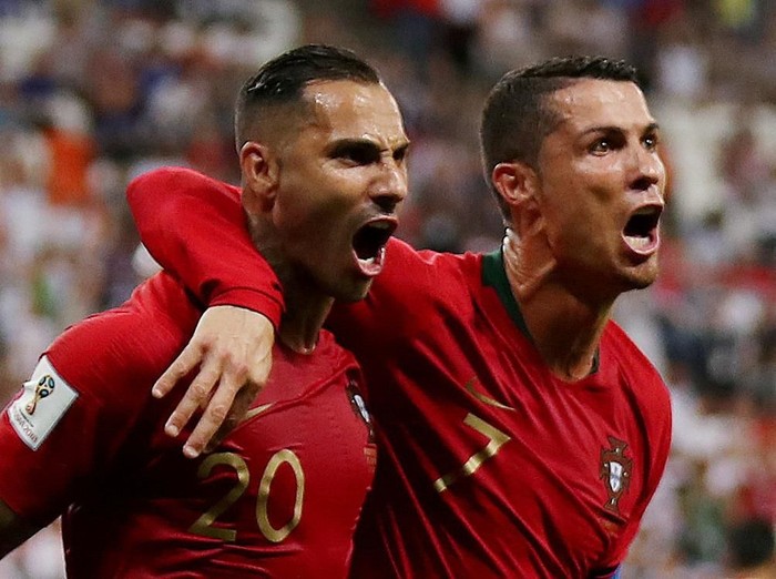Soccer Football - World Cup - Group B - Iran vs Portugal - Mordovia Arena, Saransk, Russia - June 25, 2018   Portugal's Ricardo Quaresma celebrates scoring their first goal with Cristiano Ronaldo             REUTERS/Ricardo Moraes     TPX IMAGES OF THE DAY