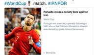 Ronaldo menjadi pemain Portugal pertama yang gagal mengeksekusi penalti di Piala Dunia. (Foto: Internet)